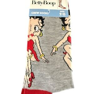 Betty Boop NWT Red and Gray Casual Crew Socks
